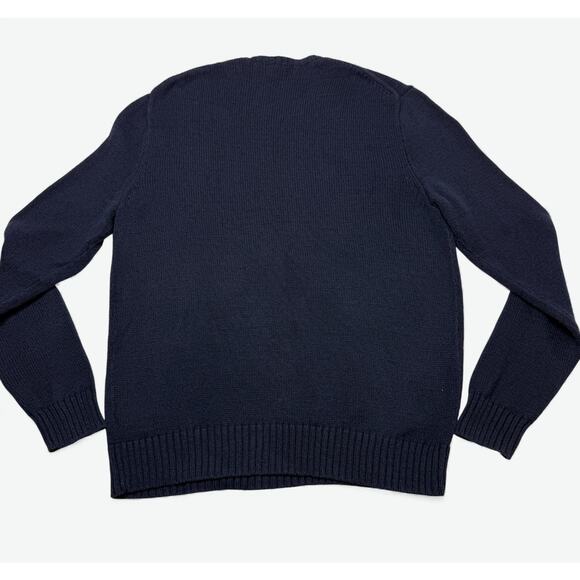Polo Ralph Lauren Polo Bear Sweater Rugby Mens Large Navy Cotton Linen Knit - Picture 11 of 11